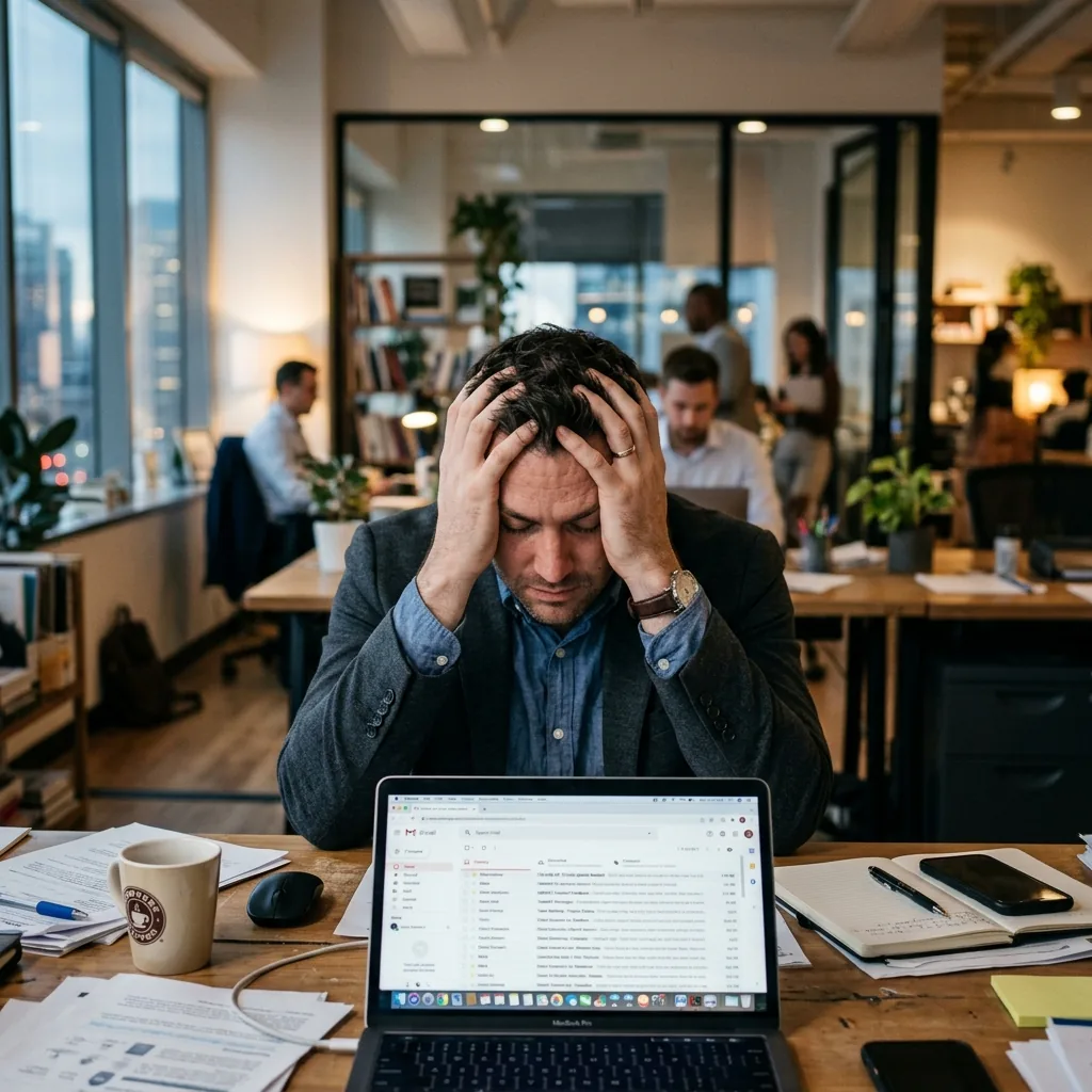Profissional travado sem saber como mandar mensagens para clientes